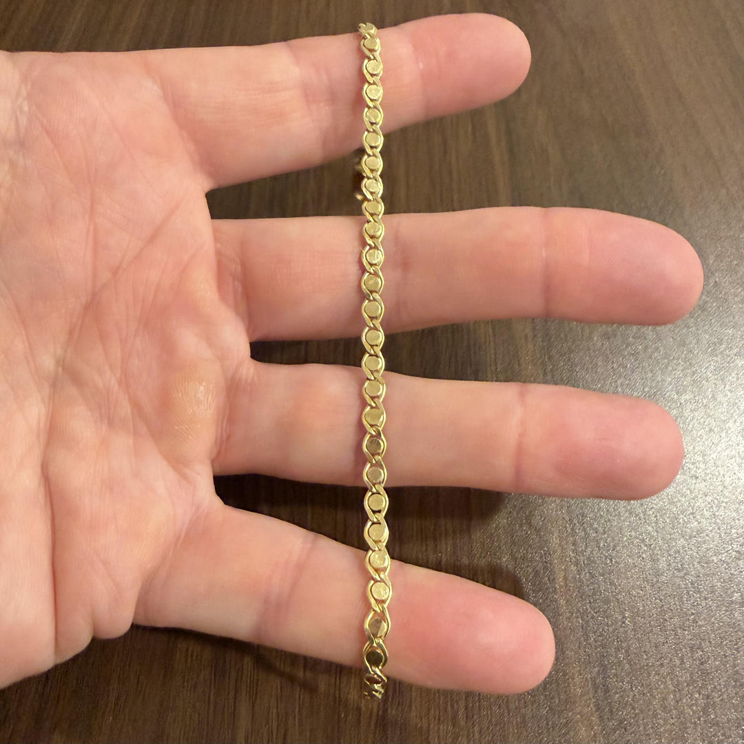 18k Yellow Gold 8g Solid Vintage Fancy Mariner Link Bracelet Italy 7"