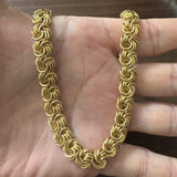 18k Yellow Gold 43.5g Vintage Heavy 10mm Swirl Link Necklace Italy 18"