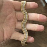 18k Yellow White and Rose Gold 24.6g Four Strand Popcorn Bracelet Italy 7.5"