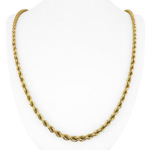 14k Yellow Gold 43.6g Solid Heavy 4mm Vintage Rope Chain Necklace 30"