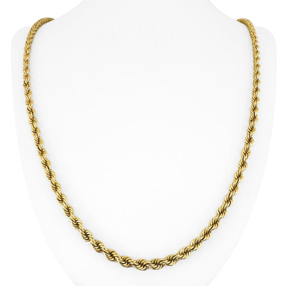 14k Yellow Gold 43.6g Solid Heavy 4mm Vintage Rope Chain Necklace 30