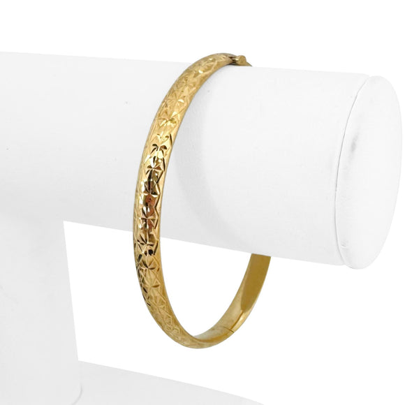 14k Yellow Gold 6.2g Ladies Diamond Cut 6.5mm Fancy Bangle Bracelet 7.5
