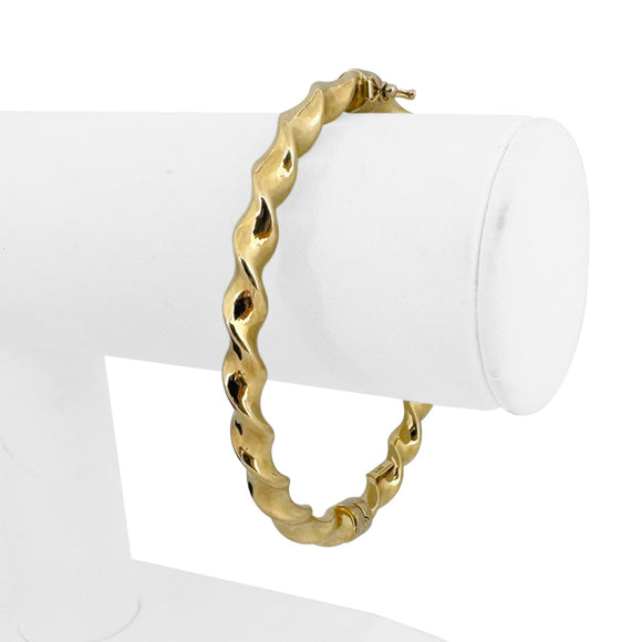 14k Yellow Gold 7.5g Polished Twisted Spiral Bangle Bracelet Italy 7