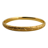 14k Yellow Gold 8.9g Brushed Finish 6.5mm Diamond Cut Bangle Bracelet 7"