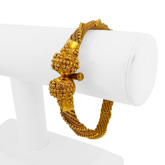 22k Yellow Gold 30.5g Ladies Beaded Mesh Spiral Twist Bracelet 8