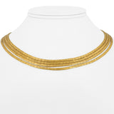 18k Yellow Gold 53.5g Vintage Satin Finish Four Strand Omega Necklace Italy 16"