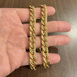 18k Yellow Gold 32g Vintage 10mm Fancy Double Curb Link Necklace Italy 16.5"