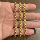 18k Yellow Gold 21.6g Hollow Vintage 4.5mm Rope Chain Necklace Italy 26"