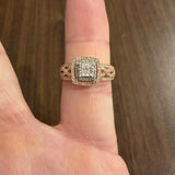 10k Rose and White Gold 0.35cttw Diamond Ladies Pave Halo Ring Size 7