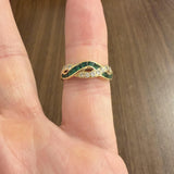 18k Yellow Gold Emerald and 0.32cttw Diamond Braided Band Ring Size 7