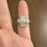 18k White Gold and 2cttw Princess and Baguette Cut Diamond Heavy Ring Size 6.5