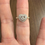 18k White and Yellow Gold 0.85cttw Diamond Fancy Heart Ring Size 7