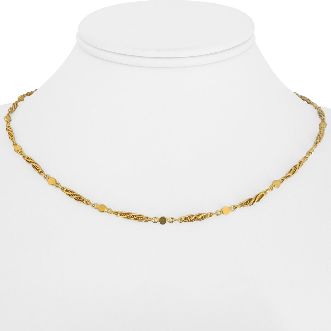 24k Pure Yellow Gold 13.8g Solid Vintage 2.8mm Fancy Link Chain Necklace 17"