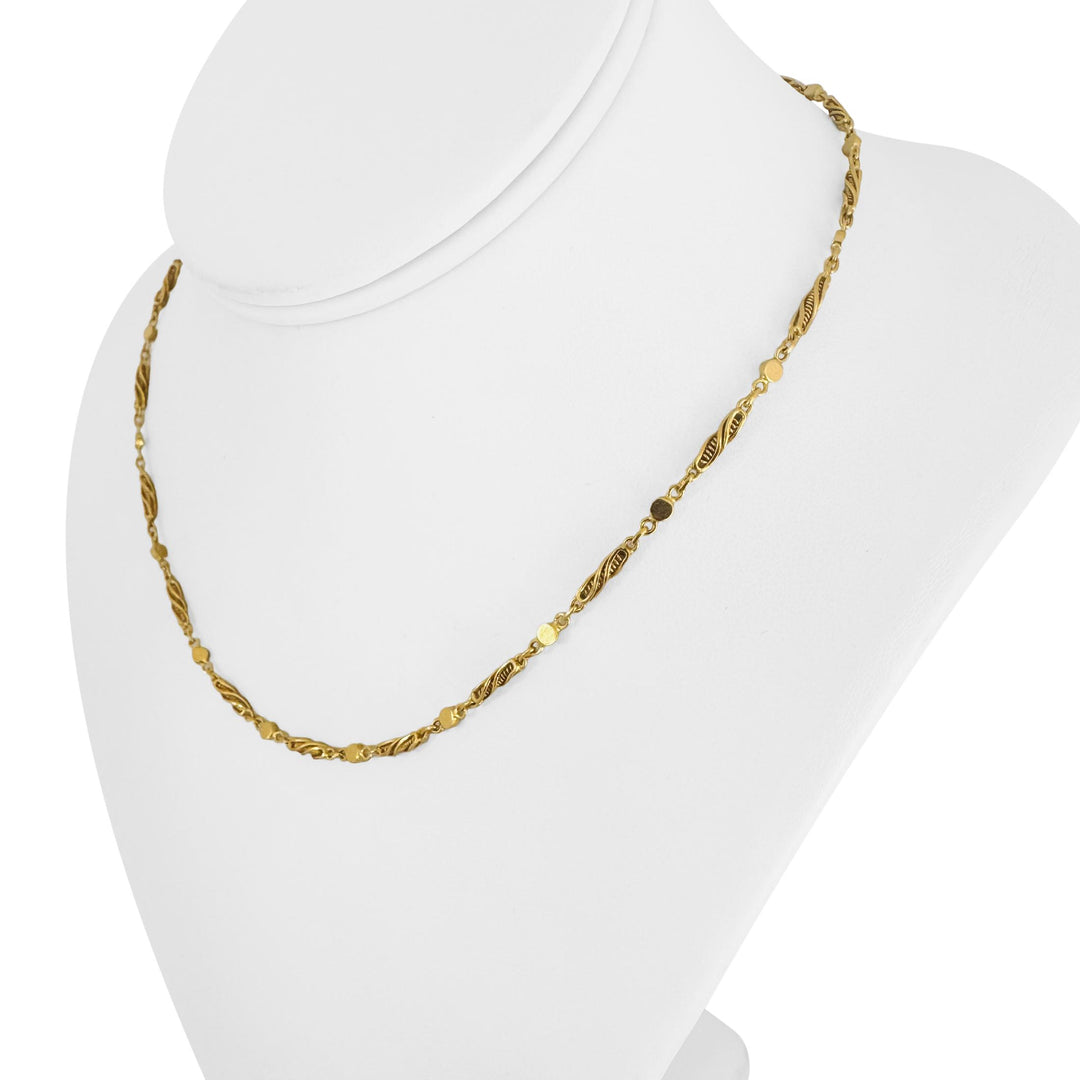 24k Pure Yellow Gold 13.8g Solid Vintage 2.8mm Fancy Link Chain Necklace 17"