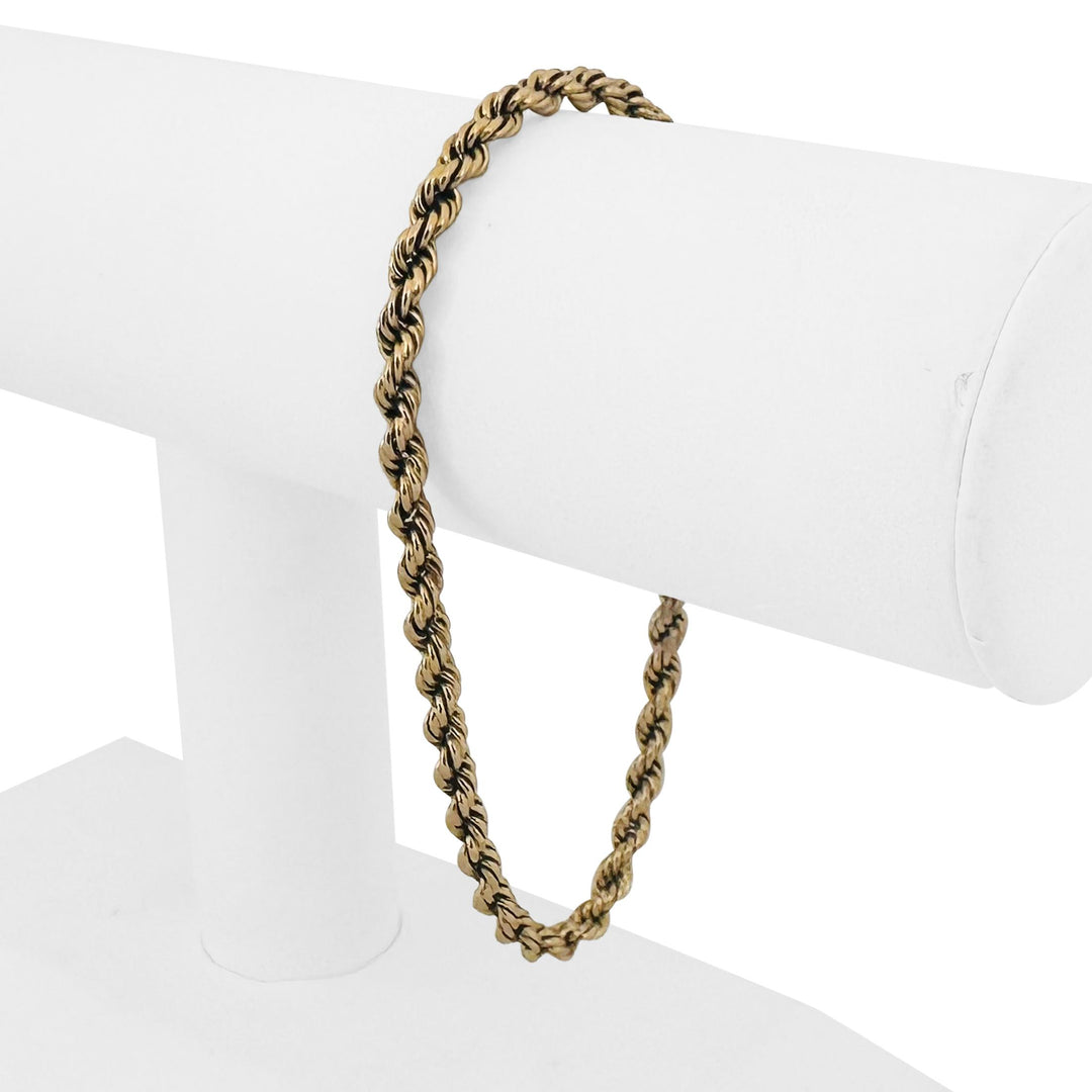 18k Yellow Gold 6.7g Vintage 4mm Rope Bracelet 8.25"
