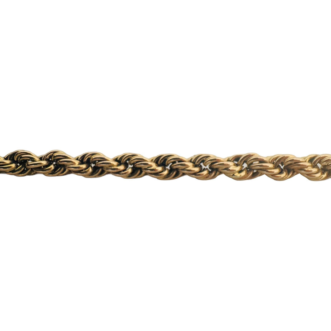 18k Yellow Gold 6.7g Vintage 4mm Rope Bracelet 8.25"