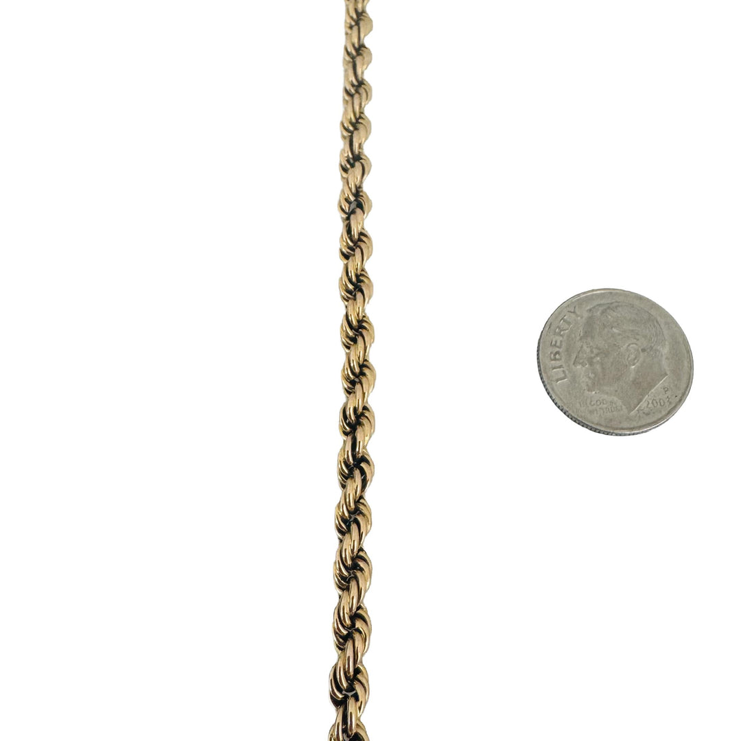 18k Yellow Gold 6.7g Vintage 4mm Rope Bracelet 8.25"