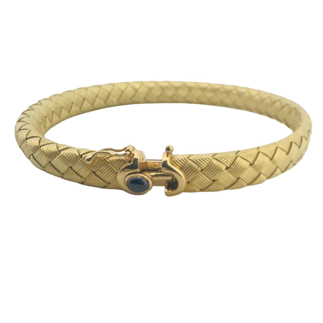 18k Yellow Gold 23g Solid Heavy Vintage Woven Mesh Bracelet Italy 7.5"