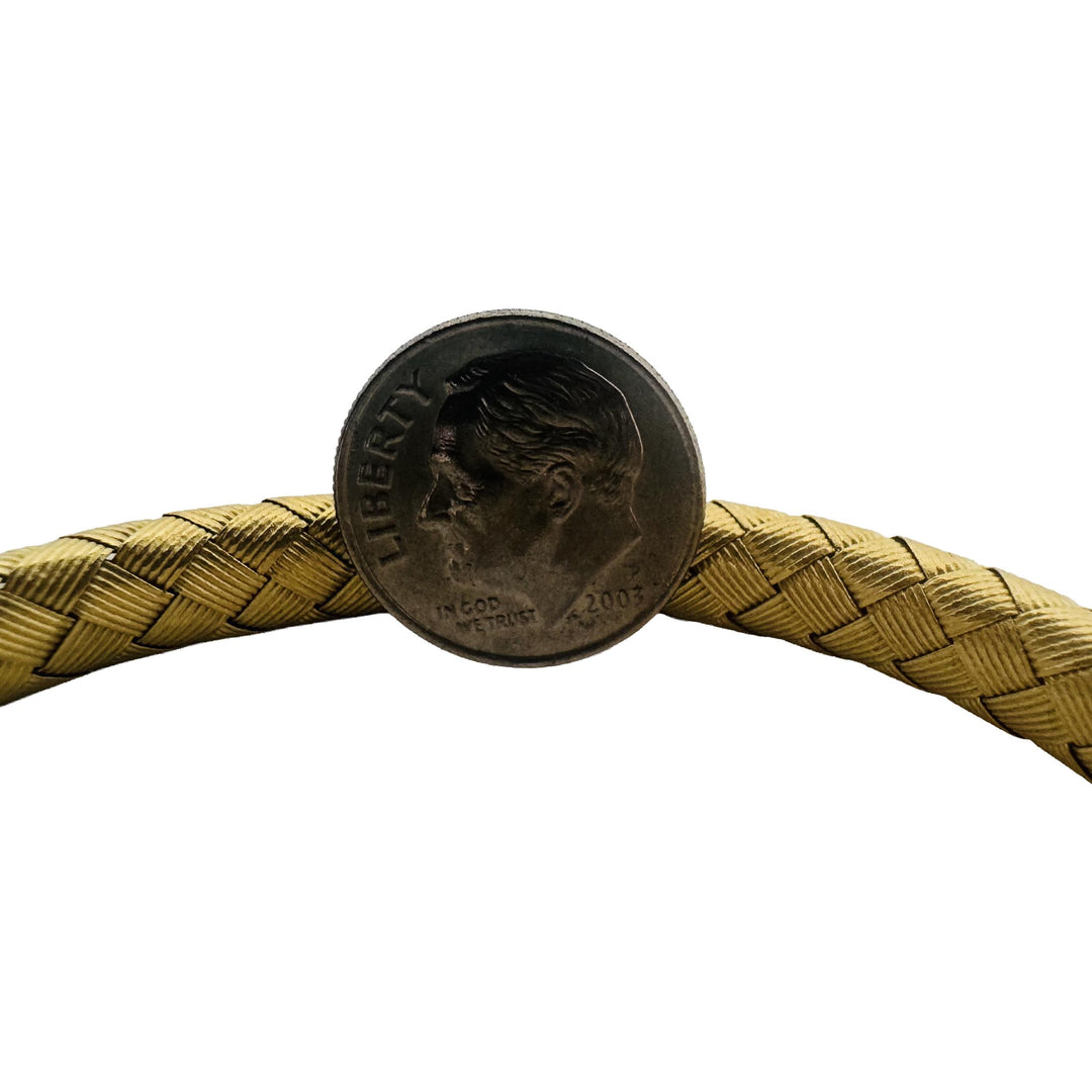 18k Yellow Gold 23g Solid Heavy Vintage Woven Mesh Bracelet Italy 7.5"