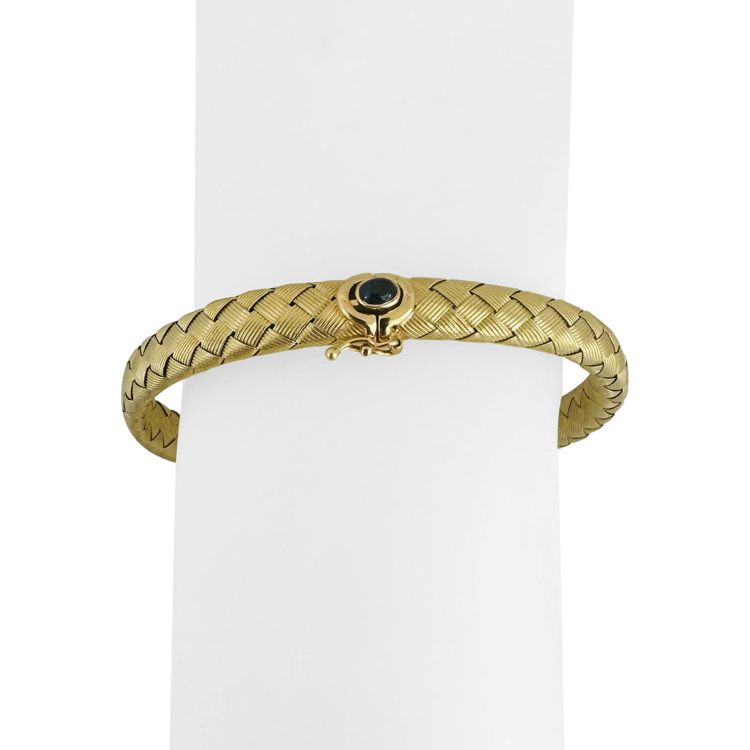 18k Yellow Gold 23g Solid Heavy Vintage Woven Mesh Bracelet Italy 7.5"