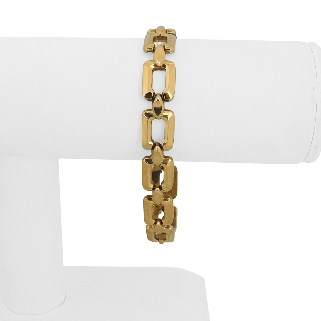 18k Yellow Gold 14g UnoAErre Vintage Squared Link Bracelet Italy 7.5"