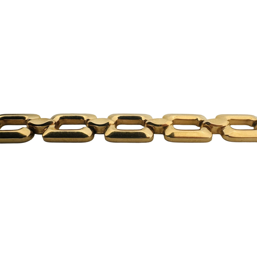18k Yellow Gold 14g UnoAErre Vintage Squared Link Bracelet Italy 7.5"