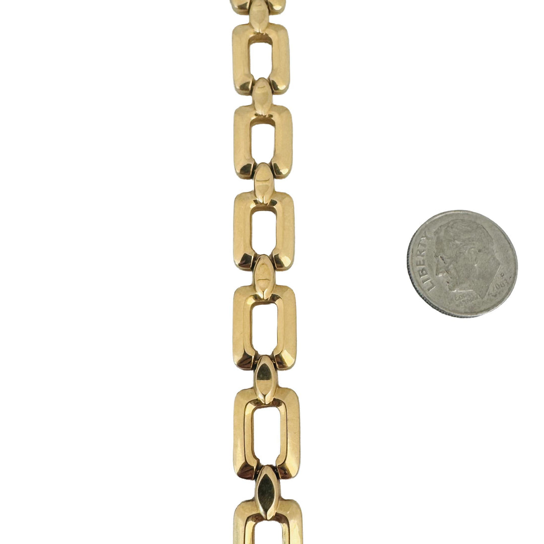18k Yellow Gold 14g UnoAErre Vintage Squared Link Bracelet Italy 7.5"