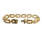 18k Yellow Gold 14g UnoAErre Vintage Squared Link Bracelet Italy 7.5"