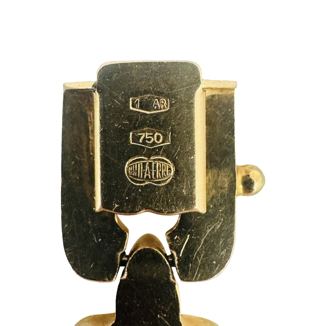 18k Yellow Gold 14g UnoAErre Vintage Squared Link Bracelet Italy 7.5"