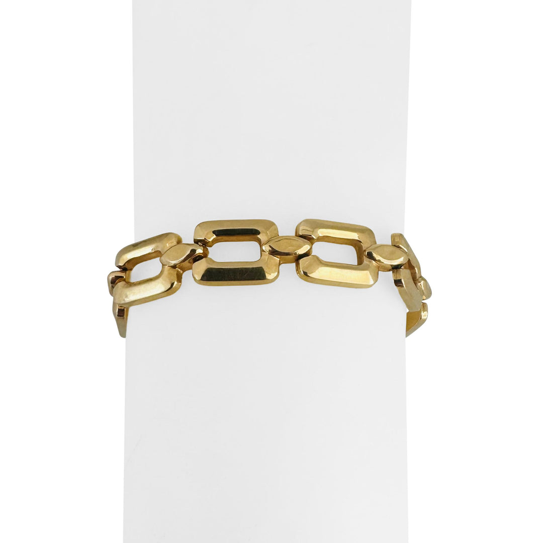 18k Yellow Gold 14g UnoAErre Vintage Squared Link Bracelet Italy 7.5"