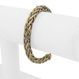 18k Yellow and White Gold 17.6g Ladies Thick 7mm Wheat Link Bracelet 7"