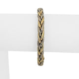 18k Yellow and White Gold 17.6g Ladies Thick 7mm Wheat Link Bracelet 7"