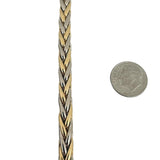 18k Yellow and White Gold 17.6g Ladies Thick 7mm Wheat Link Bracelet 7"