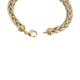 18k Yellow and White Gold 17.6g Ladies Thick 7mm Wheat Link Bracelet 7"