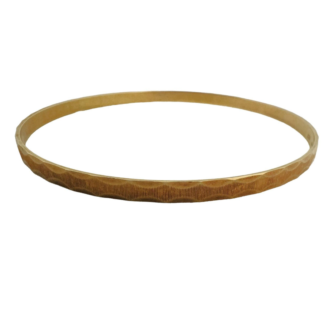 18k Yellow Gold 9.4g Solid Vintage 3.5mm Fancy Bangle Bracelet Italy 7.85"