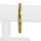 18k Two Tone Gold 17.6g Vintage 7mm Fancy Panel Link Bracelet Italy 7.25"