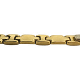 18k Two Tone Gold 17.6g Vintage 7mm Fancy Panel Link Bracelet Italy 7.25"