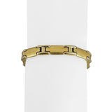 18k Two Tone Gold 17.6g Vintage 7mm Fancy Panel Link Bracelet Italy 7.25"