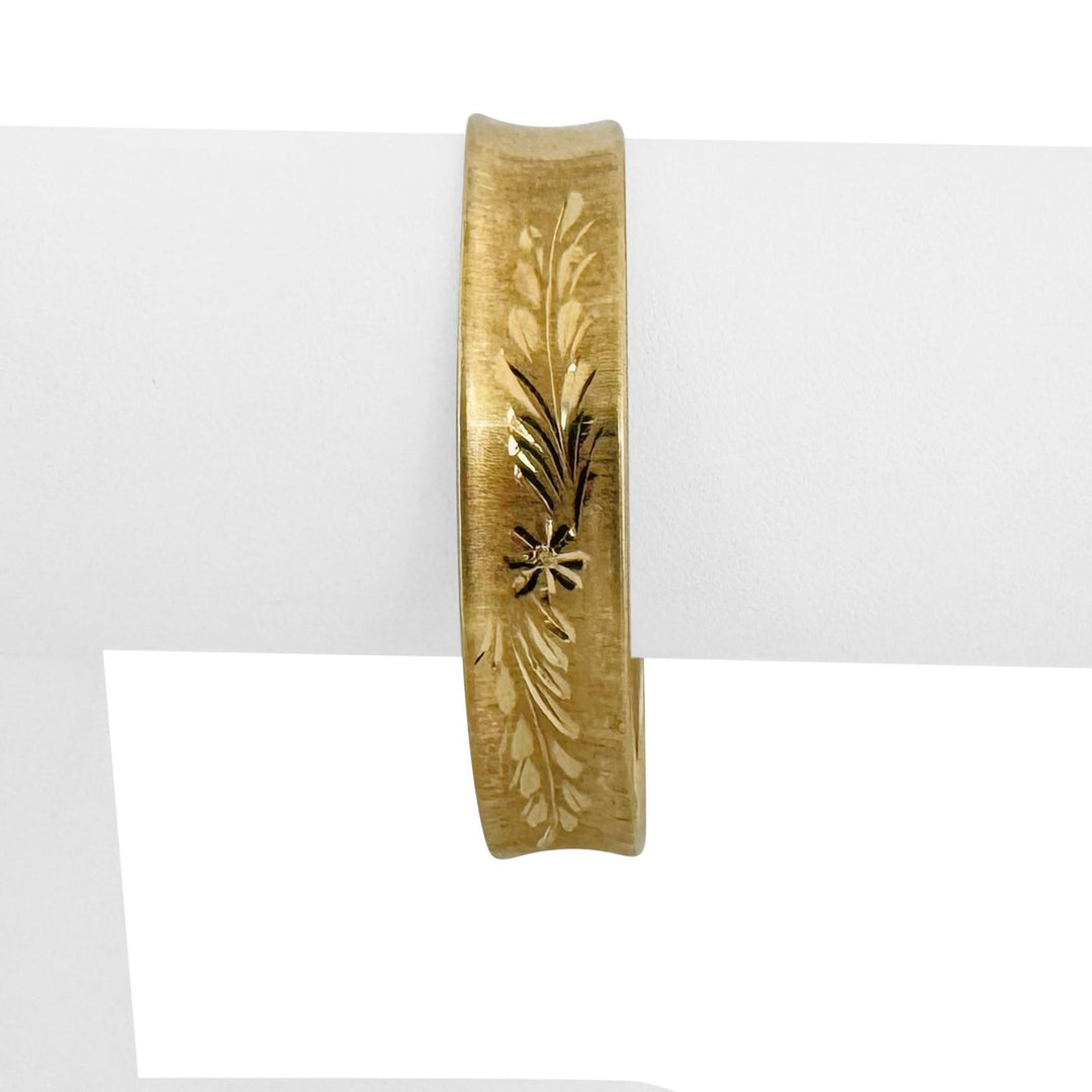 14k Yellow Gold 10.4g Vintage Flex Floral Cuff Bracelet Italy 6.5"