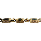 14k Yellow Gold 15.2g Vintage Solid Multi Gemstone Fancy Link Bracelet 7"