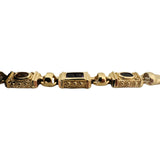 14k Yellow Gold 15.2g Vintage Solid Multi Gemstone Fancy Link Bracelet 7"