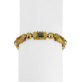 14k Yellow Gold 15.2g Vintage Solid Multi Gemstone Fancy Link Bracelet 7"