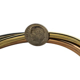14k Yellow White and Rose Gold 24.8g Rolling Twisted Cuff Italy 6.75"