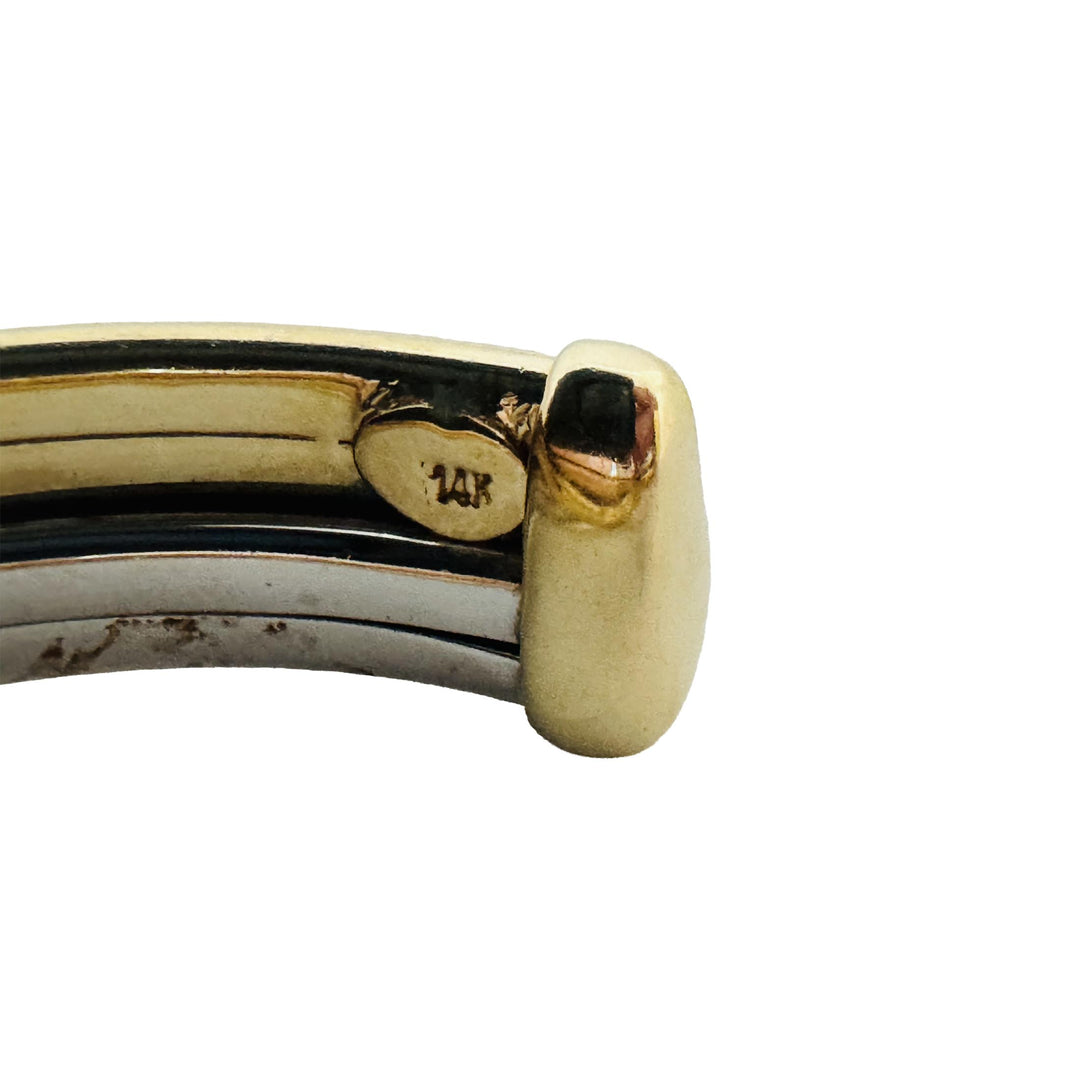 14k Yellow White and Rose Gold 24.8g Rolling Twisted Cuff Italy 6.75"