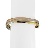 14k Yellow White and Rose Gold 24.8g Rolling Twisted Cuff Italy 6.75"