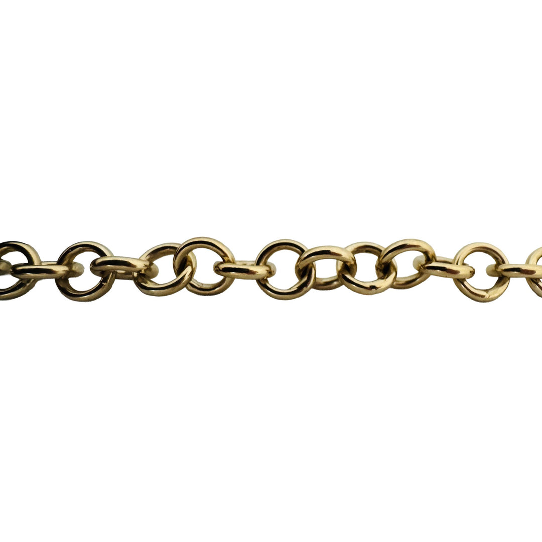 14k Yellow Gold 11.9g Hollow Cable Link Bracelet with Heart Charm Toggle 7"