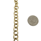 14k Yellow Gold 11.9g Hollow Cable Link Bracelet with Heart Charm Toggle 7"