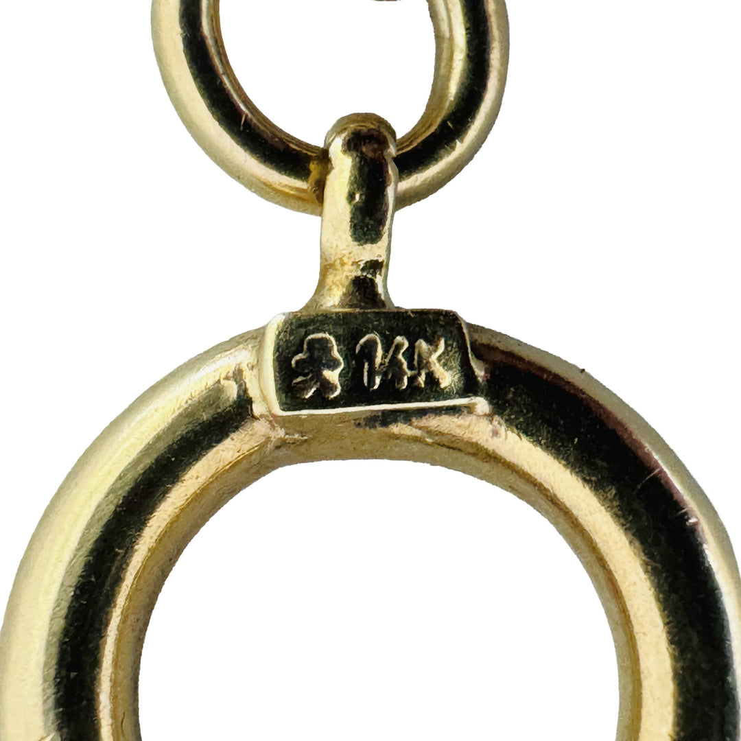 14k Yellow Gold 11.9g Hollow Cable Link Bracelet with Heart Charm Toggle 7"