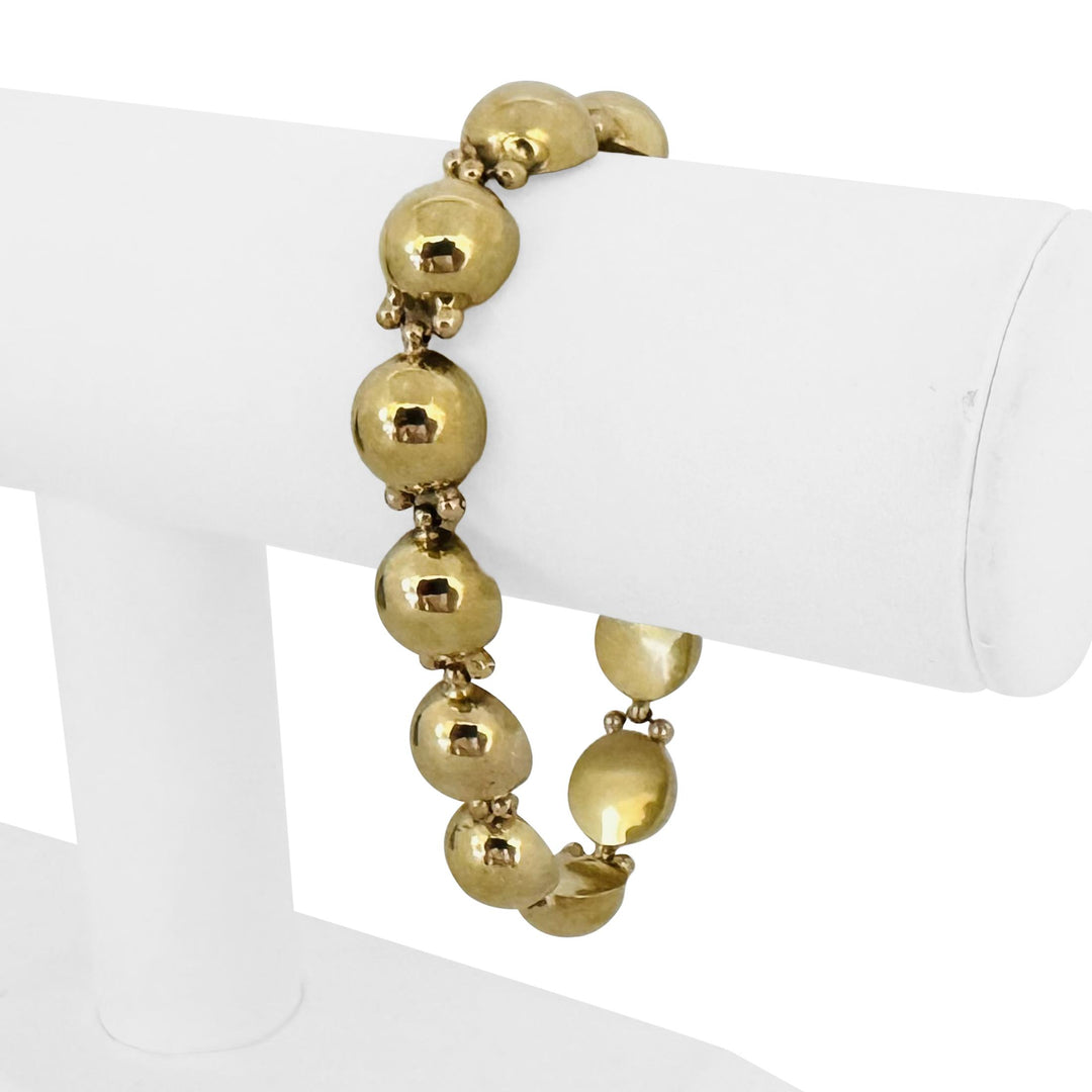 14k Yellow Gold 18.3g Vintage Polished 12mm Fancy Domed Link Bracelet Italy 7.5"