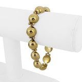 14k Yellow Gold 18.3g Vintage Polished 12mm Fancy Domed Link Bracelet Italy 7.5"